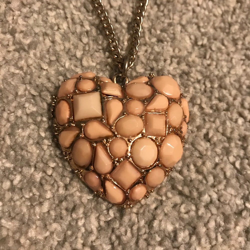 Coral colored heart necklace!